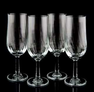 Vintage Optic Fluted Champagne Glasses Set Of 4 Glass Stemware