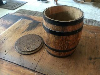 Vintage Oak Wood Barrel Tobacco Box