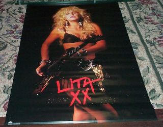 Lita Ford With Guitar Black Bra Sexy Vintage 1987 Poster
