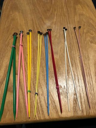 Vintage Plastic Knitting Needles.  21 Pairs