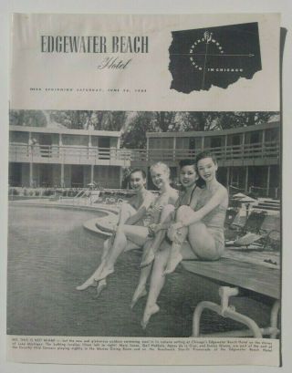 Vintage Edgewater Beach Weekly Guide,  Chicago June 26 1954,  Retro Ads And Photos