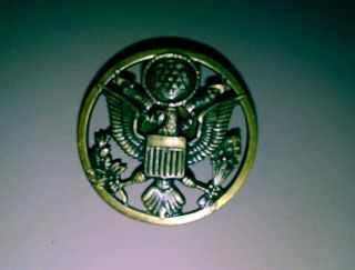 Vtg Wwll Army Military E Pluribus Unum Eagle Crest Emblem Cap/hat Pinback Badge