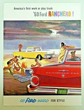 Vintage 1959 Ford Ranchero Dealer Brochure Advertisement Color 277