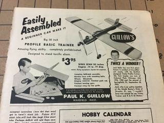 Vintage 1954 Ad: Guillow 