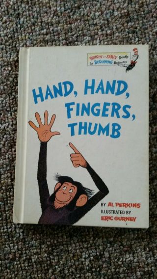 Dr Suess Book Vintage " Hand,  Hand,  Fingers,  Thumb " Book Club Edition.  C1969