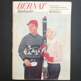 Vintage Knitting Booklet 1956 Bernat Big Book Of Ski And Sports Sweaters 68 Pgs