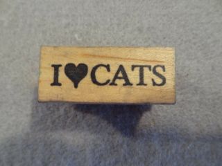 Vintage The Stamp Pad Co I Heart (love) Cats Mounted Rubber Stamp
