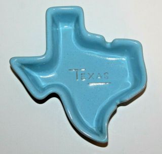Vintage Frankoma Pottery 459 Texas State Shaped Blue Ashtray