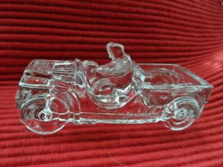 Vintage Glass Candy Container Willys Jeep J.  H.  Millstein Co.  4 - 1/4 " Long