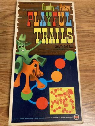 Vintage 1968 Lakeside Toys Gumby And Pokey Playful Trails Board Game (complete)