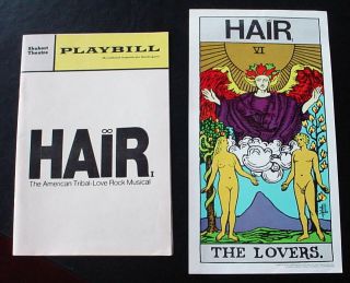 Vintage Hair Playbill,  2 Tarot Cards – Shubert Theatre Chicago 1970