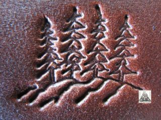 Discontinued Vintage Midas Detailed Mountain Pine Trees 1 " Leather Stamp 8293