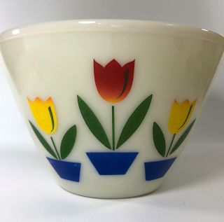 Vintage Fire King Tulip Nesting Bowl 9 1/2 " Across 6 " Tall Usa Ivory Color