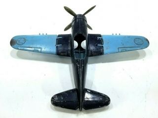 Vintage Hubley Kiddie Toy Airplane Folding Wings 2 Tone Blue Die - Cast