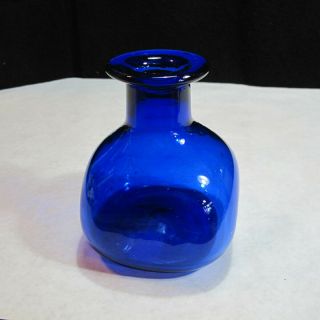 Vintage Hand Blown Cobalt Blue Glass Bottle Decanter