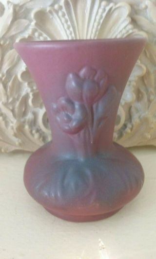 Vintage Van Briggle Mulberry Maroon Cranberry Tulip Flare Vase
