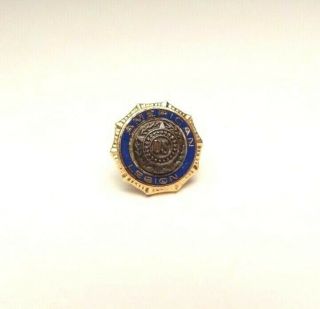 Vintage American Legion Us Star Blue Enamel Pin Gold Tone Brooch
