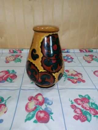 Vtg Art Pottery Hand Made Painted Perugia Footed Vase Italy Signed