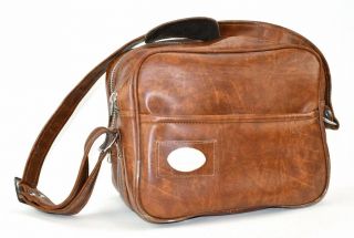 Vintage Brown Faux Leather 3 Padded Compartment Camera Shoulder Bag