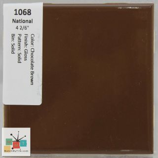 Mmt - 1068 Vintage Ceramic National Tile Chocolate Brown Glossy Solid