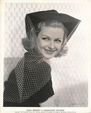 Joan Bennett Vintage 1938 Paramount Fashion Portrait Photo