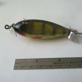 Fishing Lure Vintage 2¾ " Creek Chub Wood Glass Eyes Injured Minnow Perch