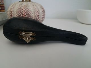 Antique Leather Pipe Case Black Velvet Lined Vintage Smoking Accessory 1900 1800 2