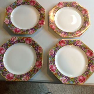 Set Of 4 Vintage Rosenthal Gold Rim Octagonal Luncheon Plates Selb Bavaria R - 311