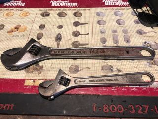 Vintage Crescent 8 " & 12 " Adjustable Crescent Wrenches
