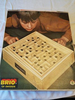Vintage Brio Of Sweden Wooden Labyrinth.  Labrintspel Game