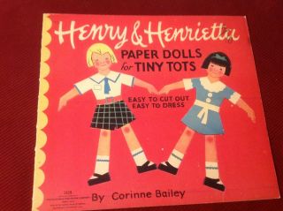 Vintage 1938 Saalfield Paper Dolls Henry & Henrietta