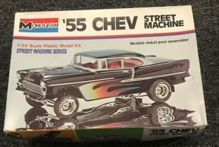 Vintage Monogram 55 Chevy Street Machine Car Model Kit 1/24 Scale 2211 1975