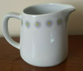Arabia Finland 4.  5 " Tall Pitcher White W/daisy Flower Design Vintage Porcelain