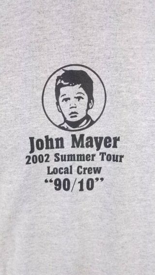 Vtg John Mayer 2002 Summer Tour Local Crew 90/10 Size Xl Single Stitch Made Usa