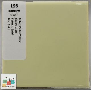 Mmt - 196 Vintage Ceramic Romany Tile Pastel Yellow Glossy Solid
