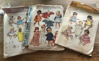6 Vintage Sewing Patterns For Doll Clothes Barbie Chrissy Baby Alive Betsy Wetsy 2