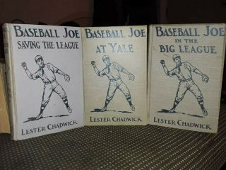 Vintage Rare Books Set Of 3.  Chadwick 1 Printing,  Baseball Joe At Yale.