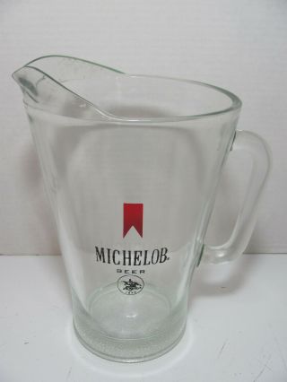 Vintage Michelob Clear Heavy Glass Beer Pitcher