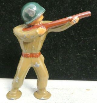 Vintage Barclay Lead Toy Pod Foot Soldier Marksman In Brown B - 245