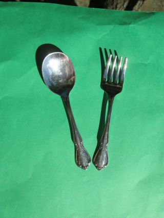 Vintage Oneidacraft Deluxe Stainless Child/baby Fork & Spoon - Oneida