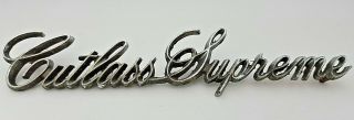 Vintage Oldsmobile Cutlass Supreme Emblem Script 4 Pin Metal 1970s Oem 7 3/4 "