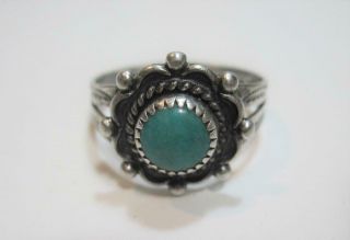 Vtg Sterling Silver Bell Trading Post Turquoise Snake Eye Shadow Box Ring 3g Sz8