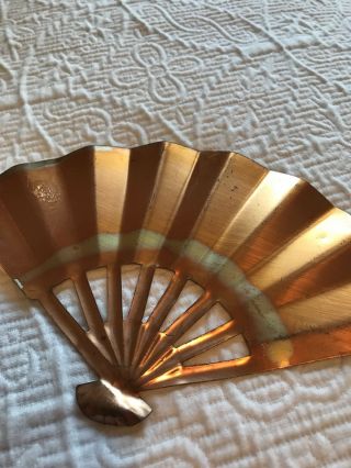 Set of 3 Vintage Copper Hand Fans Wall Decor Picture Hanging Japanese Oriental 4
