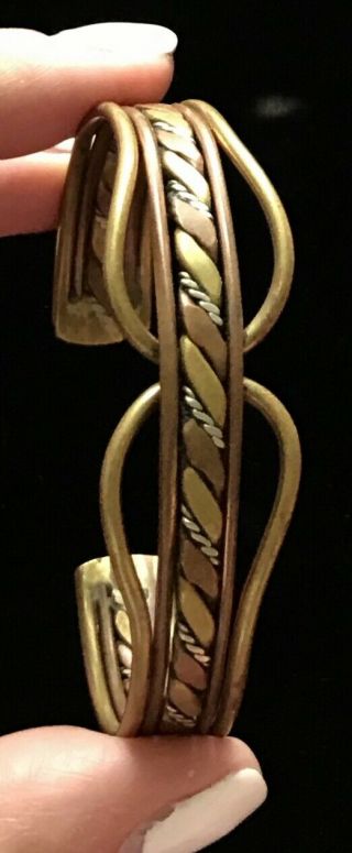 Vintage Copper & Brass Rope Cuff Bracelet 7 1/2 " M008