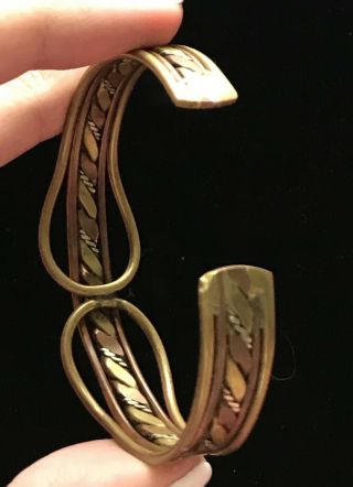 Vintage Copper & Brass Rope Cuff Bracelet 7 1/2 