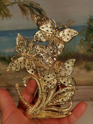 Vintage 6 " Gold Metal Butterfly Earring Tree W/ring Holder Torino 60 Pairs
