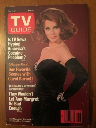 1987 Vintage Ann Margret Tv Guide - No Mailing Label - Memphis Edition