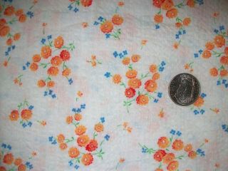 Vintage 40s 50s White Cotton Plisse Floral Fabric 1 1/3 Yards Doll Girl Clothing