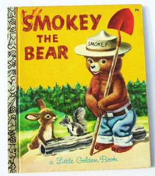 1968 Smokey The Bear Little Golden Book Vintage Hardcover Richard Scarry Art 60s