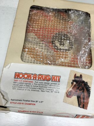 Vintage Hook - A - Rug Champion Horse Malina Rug Kit 20 x 27 2